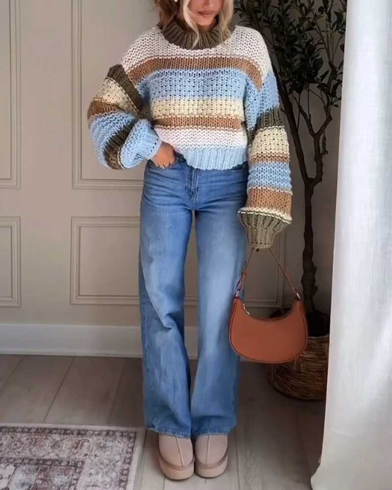 Pull Maille Rayé | Coton | Doux & Tendance – Image 2