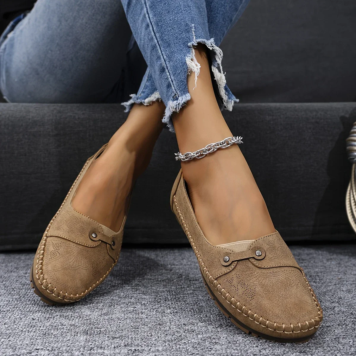 Embroidered Round Toe Loafers | Casual Elegance and Everyday Comfort – Image 7