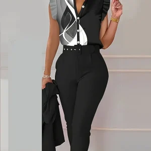 Sleeveless Graphic Print Blouse | Élégance Moderne