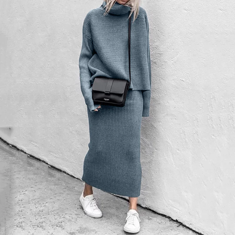 Women's Knitwear Set | Oversized Sweater & Long Skirt | Soft Ribbed – Image 3
