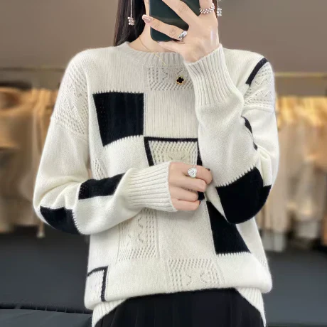 Pull Géométrique Femme | Multicolore | Maille Texturée et Confort Moderne – Image 6