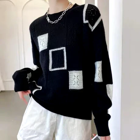 Pull Géométrique Femme | Multicolore | Maille Texturée et Confort Moderne – Image 7