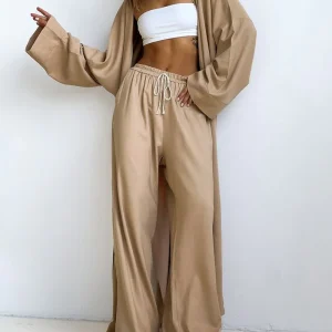 Ensemble Décontracté 3 Pièces | Coton | Kimono Long et Pantalon Ample