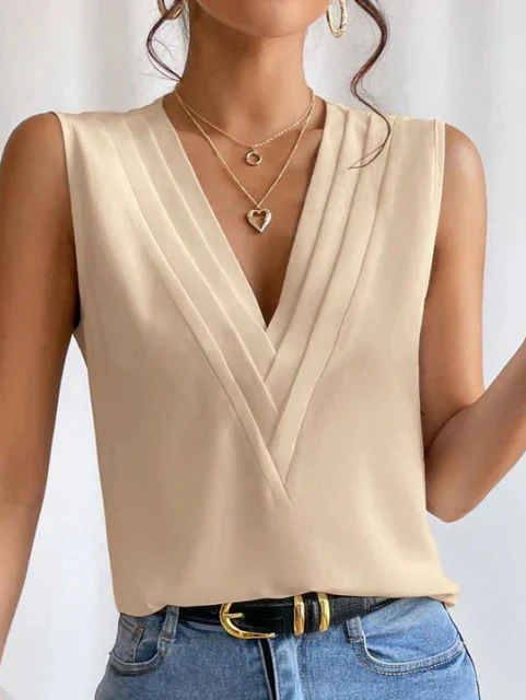 Top Chic Sans Manches Pour Femme | Col en V – Image 5