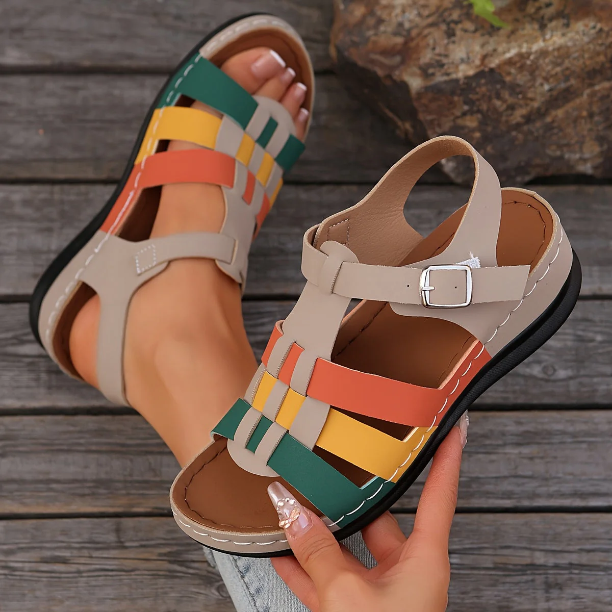 Multicolored Flat Sandals | Comfort and Summer Style – Image 7