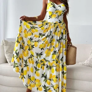 Robe Longue Citron | Viscose | Fraîche & Méditerranéenne