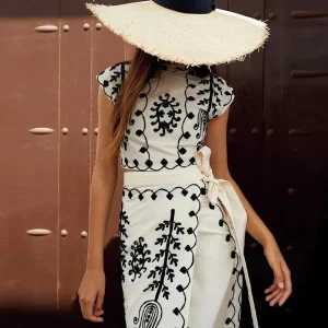 Sleeveless Embroidered Set & Long Skirt | Mediterranean Elegance