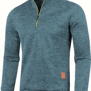 Pull Col Zippé | Tissu Chiné | Confort & Style Décontracté