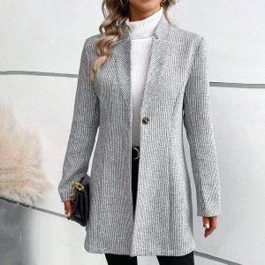 Manteau Long Structuré Gris | Élégance Classique et Moderne