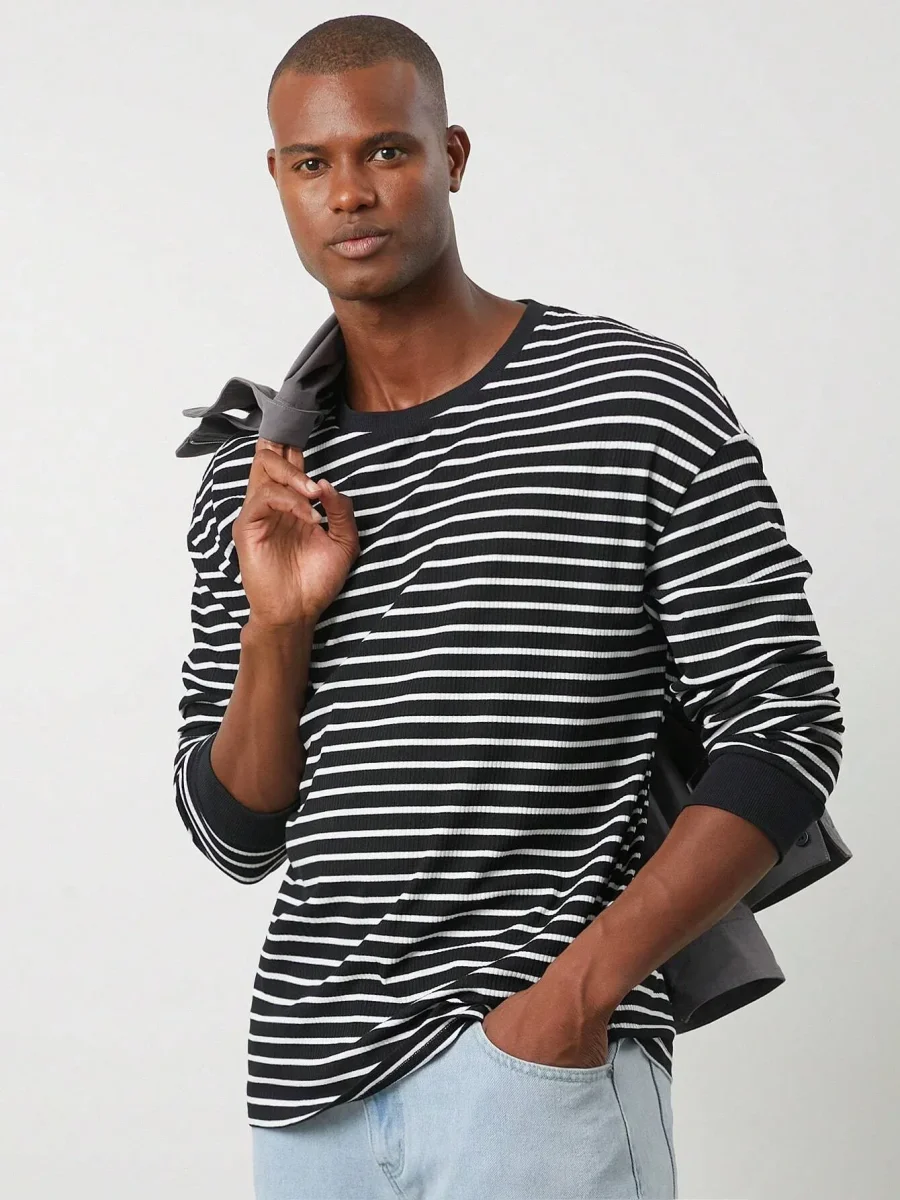 Gabriel - T-Shirt Manches Longues Rayé | Coton | Décontracté & Tendance – Image 2