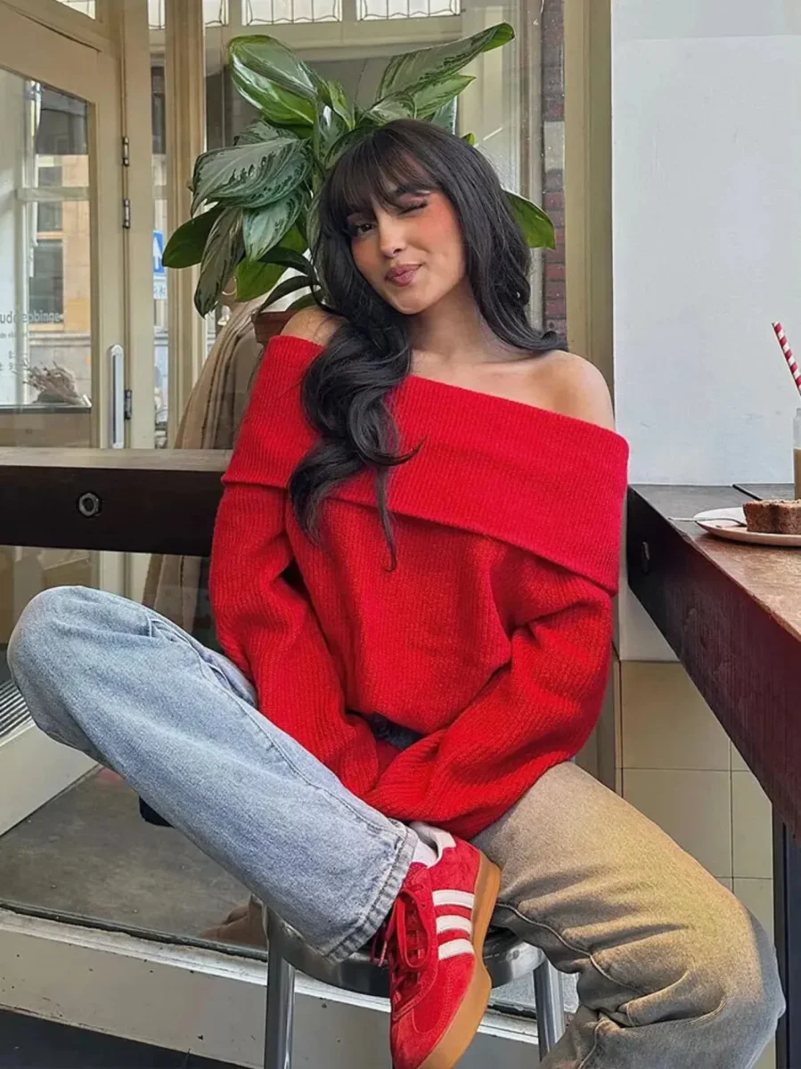 Pull Épaule Nue Pour Femme | Chaud – Image 3