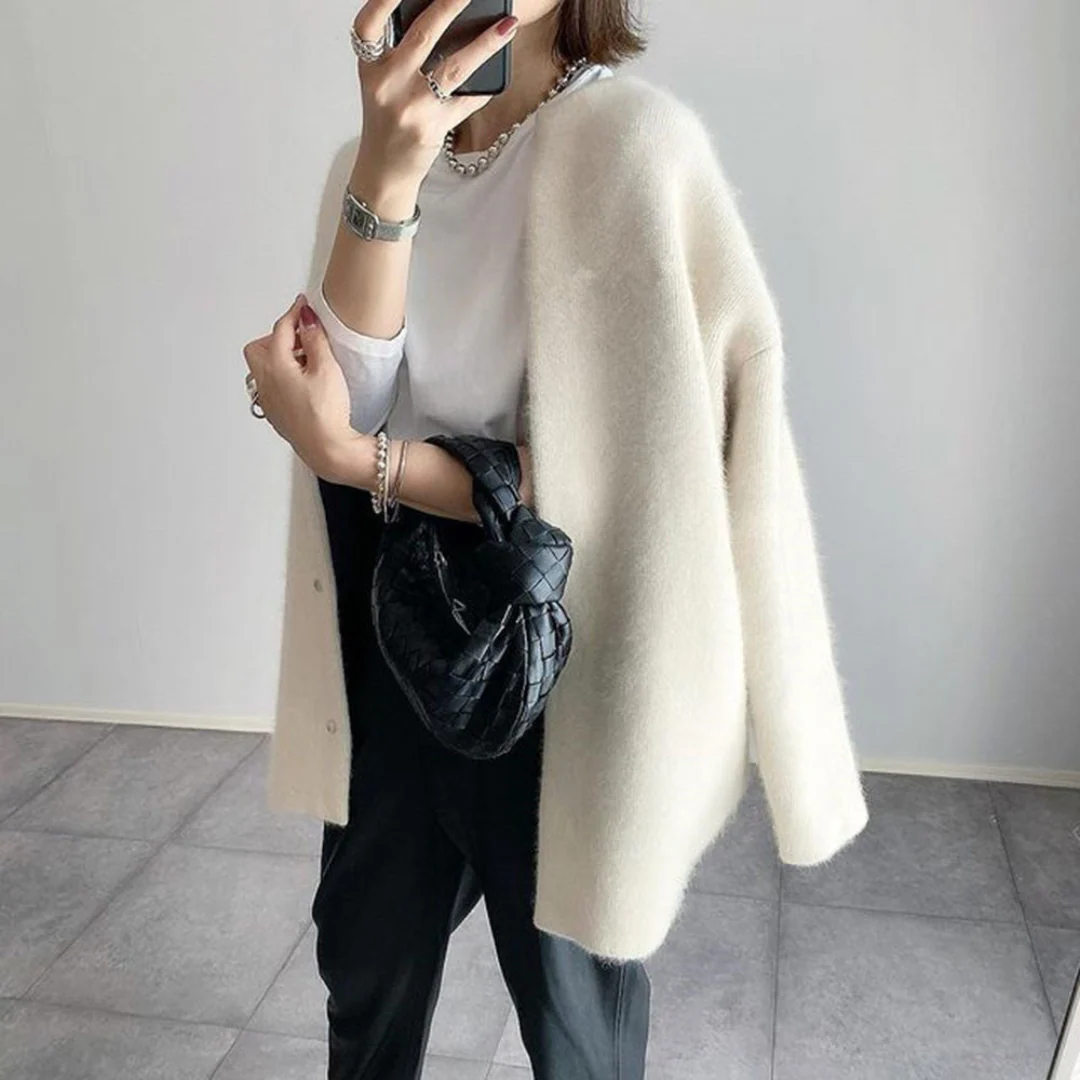 Élise - Gilet Long en Mohair Vert Sauge | Élégant | Chaleur et Douceur – Image 8