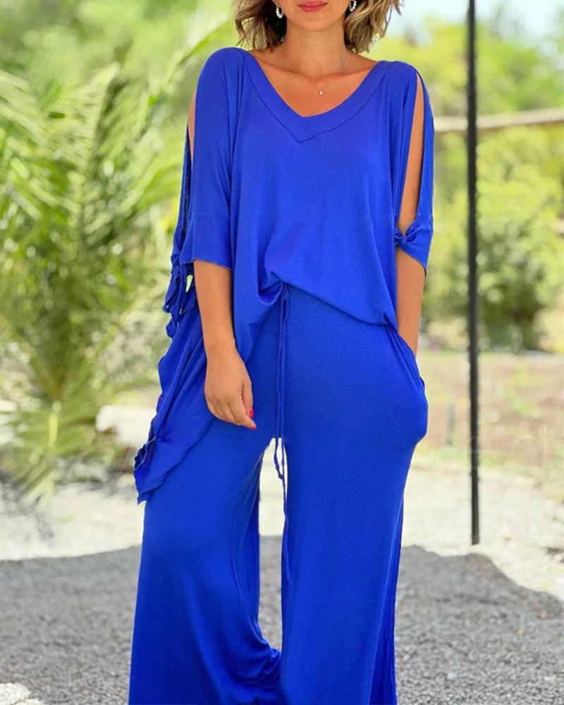 Ensemble Oversize Bleu Cobalt | Fluide et Confortable | Détente avec Style – Image 4