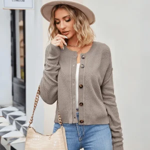 Soft Classic Cardigan with Textured Buttons