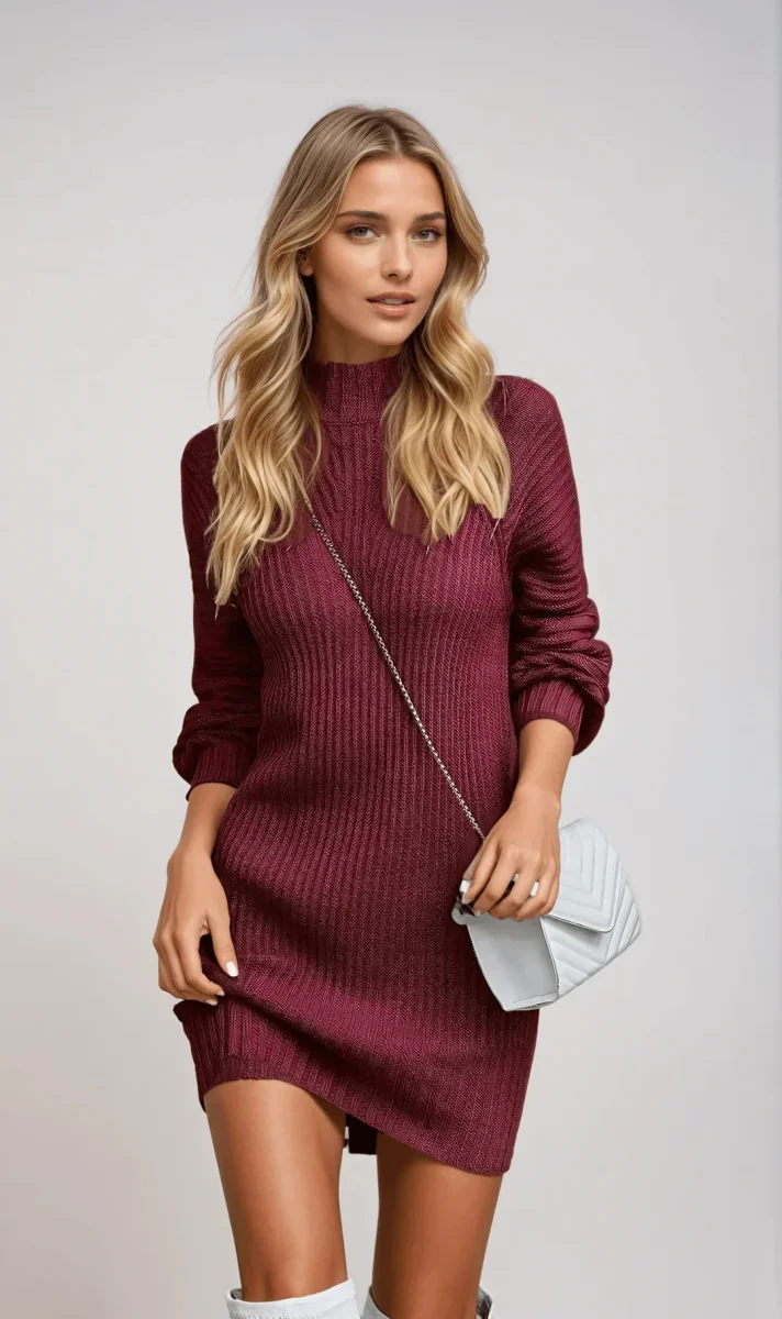 Robe Col Roulé Manches Longues Pour Femme | Mini – Image 3