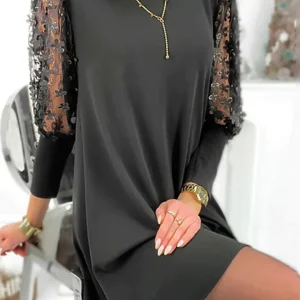 Robe Parti Manches Longues en Dentelle Pour Femme | Mini