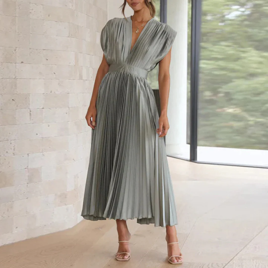 Robe d'invitée de Mariage Col en V Pour Femme | Maxi