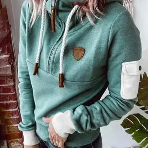 Sweat à Capuche Demi-Zip Pour Femme | Chaud