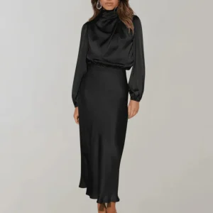 Robe Robe Elégante à Manches Longues Pour Femme | Maxi