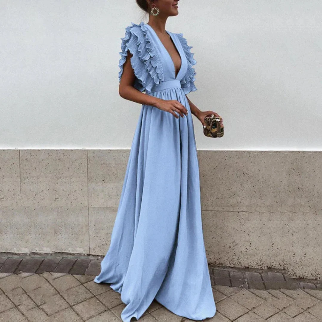 Robe d'invitée de Mariage Manches froncées Pour Femme | Maxi – Image 2