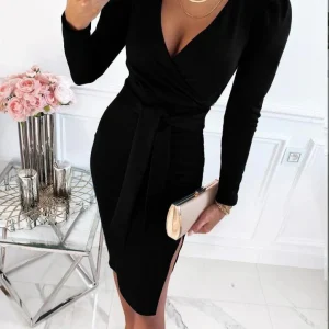 Robe Enveloppante à Col V Profond Pour Femme | Midi