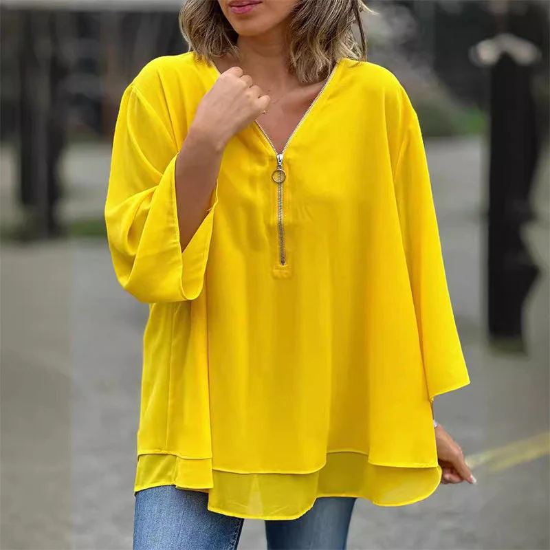 Blouse Émeraude Zippée | Élégance Décontractée & Fluide – Image 4