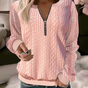 Sweat Effet Tricot | Col Zippé | Look Cosy & Moderne