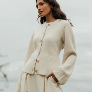 Elise - Cardigan Épuré | Laine Douce | Élégance Naturelle