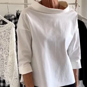 White Boatneck Top | Cotton | Elegant and Minimalist