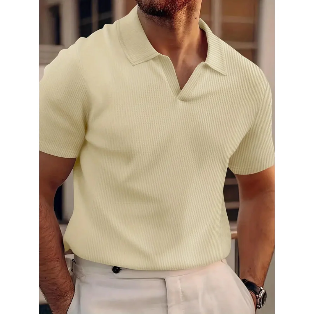 Polo en Tricot Gris | Col Ouvert | Confort Moderne – Image 3