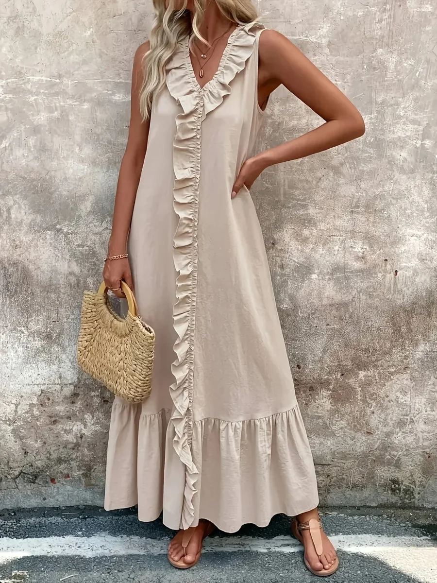 Ruffled Sleeveless Maxi Dress | Bohemian Elegance and Fluidity – Image 3