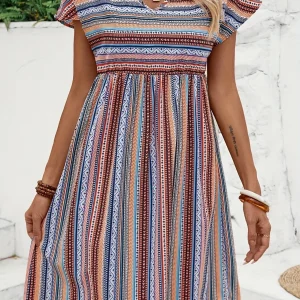 Robe Courte Bohème Éthnique | Fraîcheur Colorée et Style Authentique