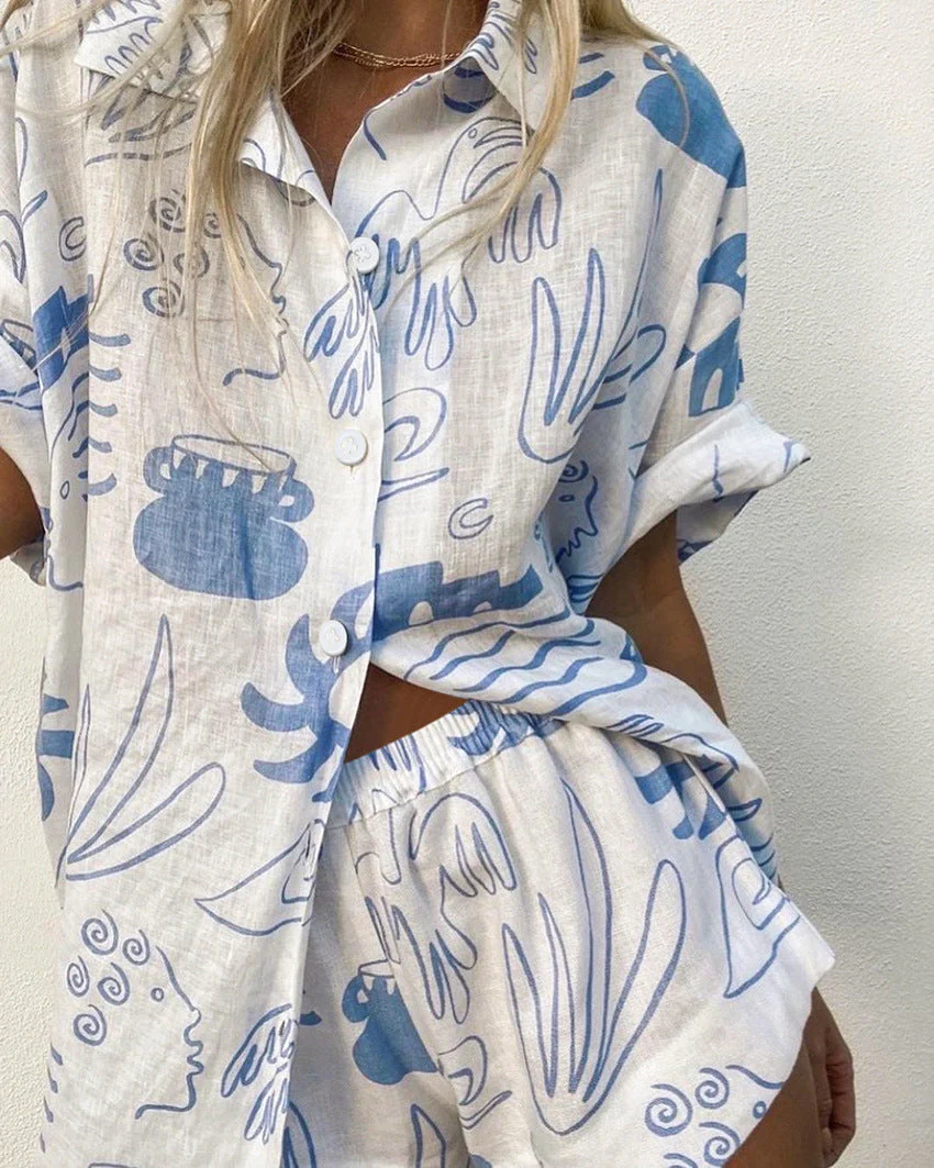 Ensemble en Lin | Imprimé Abstrait | Tenue Légère d’Été – Image 9