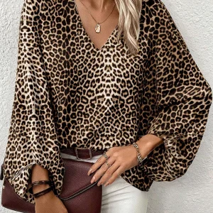 Blouse Léopard à Manches Bouffantes | Audacieuse et Stylée