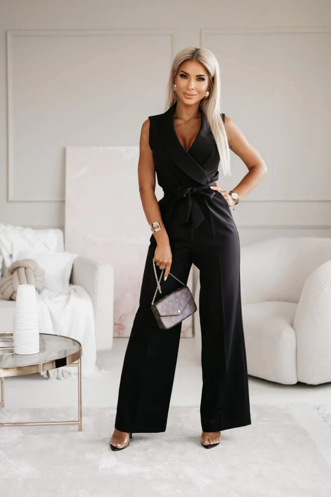 Black Suit Jumpsuit | Viscose | Elegant and Structured