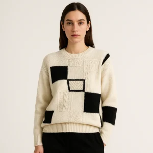 Pull Géométrique Femme | Multicolore | Maille Texturée et Confort Moderne