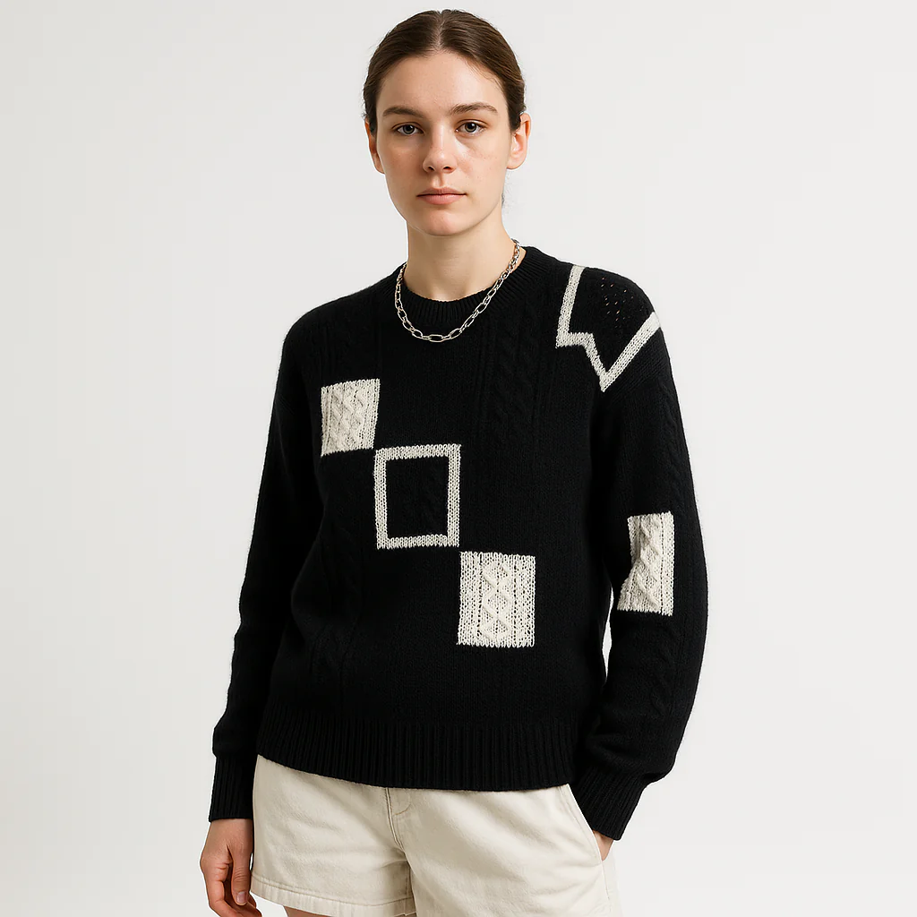 Pull Géométrique Femme | Multicolore | Maille Texturée et Confort Moderne – Image 5