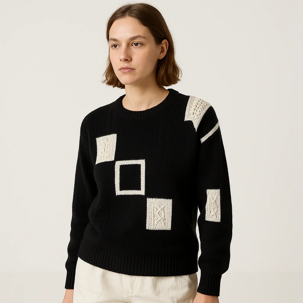 Pull Géométrique Femme | Multicolore | Maille Texturée et Confort Moderne – Image 4