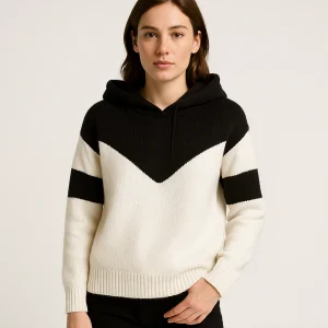 Hoodie Bicolore Femme | Maille Graphique et Confort Urbain