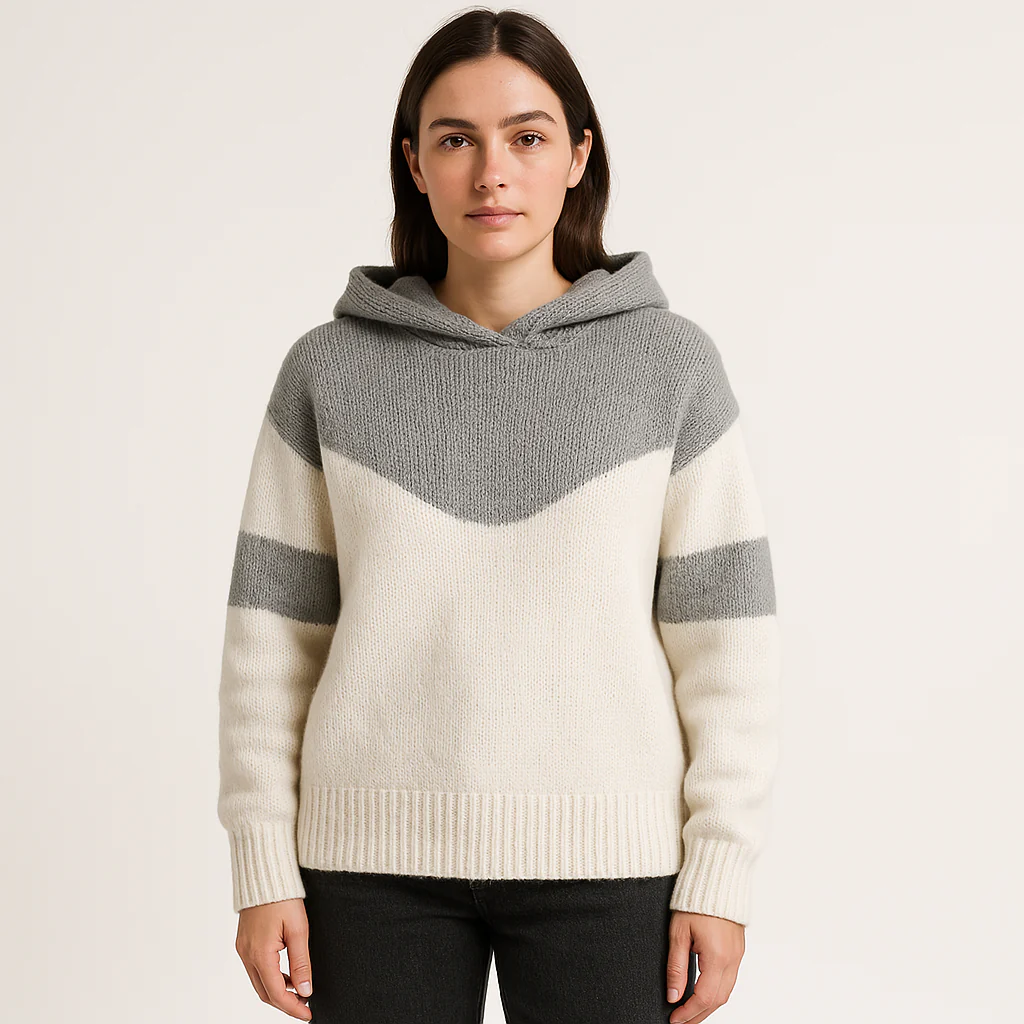 Hoodie Bicolore Femme | Maille Graphique et Confort Urbain – Image 5