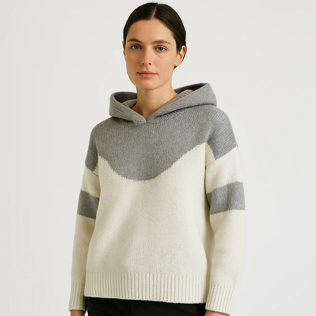 Hoodie Bicolore Femme | Maille Graphique et Confort Urbain – Image 4