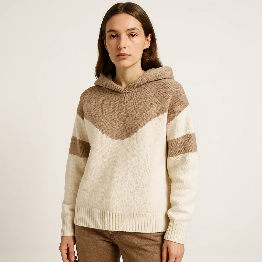 Hoodie Bicolore Femme | Maille Graphique et Confort Urbain – Image 6