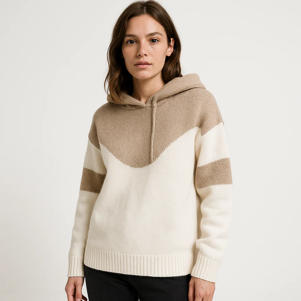 Hoodie Bicolore Femme | Maille Graphique et Confort Urbain – Image 7