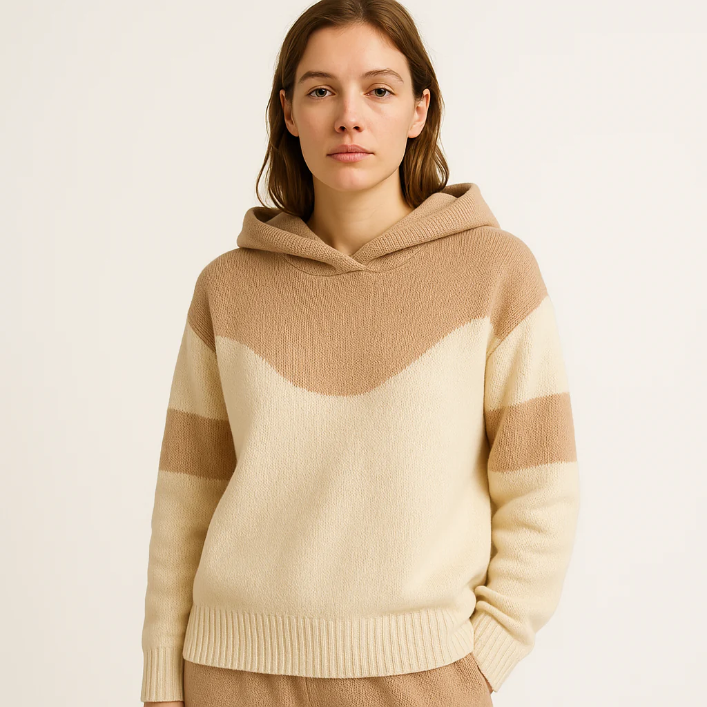 Hoodie Bicolore Femme | Maille Graphique et Confort Urbain – Image 8