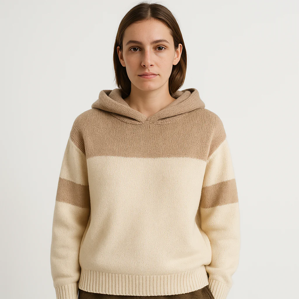 Hoodie Bicolore Femme | Maille Graphique et Confort Urbain – Image 9