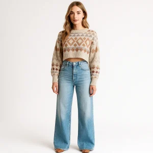 Jean Taille Haute Jambe Large | Coupe Décontractée