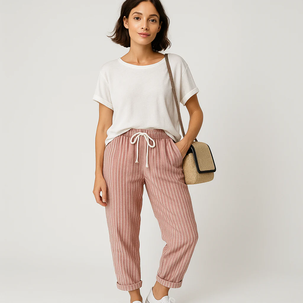 Pantalon Rayé Décontracté Femme | Rayé | Léger et Confortable – Image 4