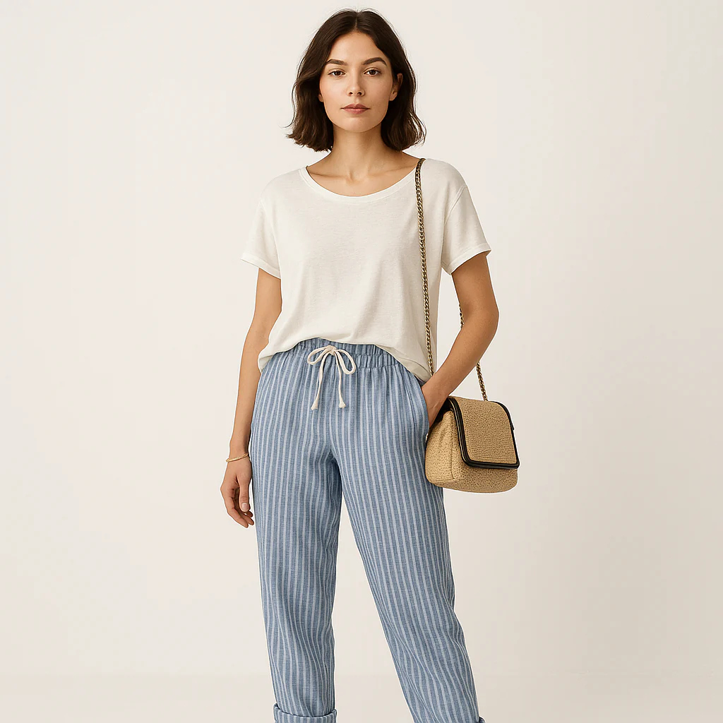 Pantalon Rayé Décontracté Femme | Rayé | Léger et Confortable – Image 3