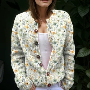 Lina - Cardigan en Laine | Fleuri | Élégant & Confortable