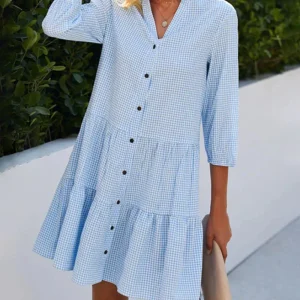 Blue Check Dress | Cotton | Light and Comfortable